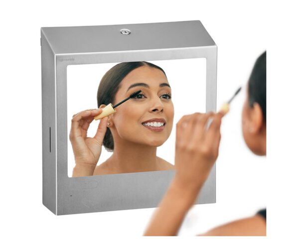 Pojemnik na ręczniki składane z bezdotykowym automatycznym dozownikiem mydła w pianie i z lustrem ze stali SuperMirror „3 w 1" MERIDA STELLA SLIM COMBO, stal matowa Pojemnik na ręczniki składane z bezdotykowym automatycznym dozownikiem mydła w pianie i z lustrem ze stali SuperMirror „3 w 1" MERIDA STELLA SLIM COMBO, stal matowa