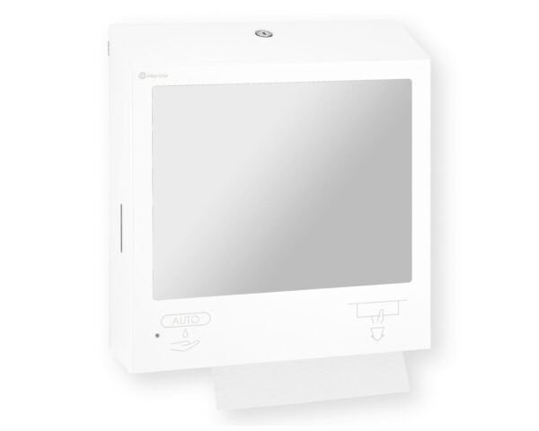 Pojemnik na ręczniki składane z bezdotykowym automatycznym dozownikiem mydła w pianie i z lustrem ze stali SuperMirror „3 w 1" MERIDA STELLA SLIM WHITE LINE COMBO, biały Pojemnik na ręczniki składane z bezdotykowym automatycznym dozownikiem mydła w pianie i z lustrem ze stali SuperMirror „3 w 1" MERIDA STELLA SLIM WHITE LINE COMBO, biały