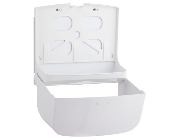 Pojemnik na ręczniki składane MERIDA TOP MINI, tworzywo ABS, biały, okienko niebieskie Pojemnik na ręczniki składane MERIDA TOP MINI, tworzywo ABS, biały, okienko niebieskie