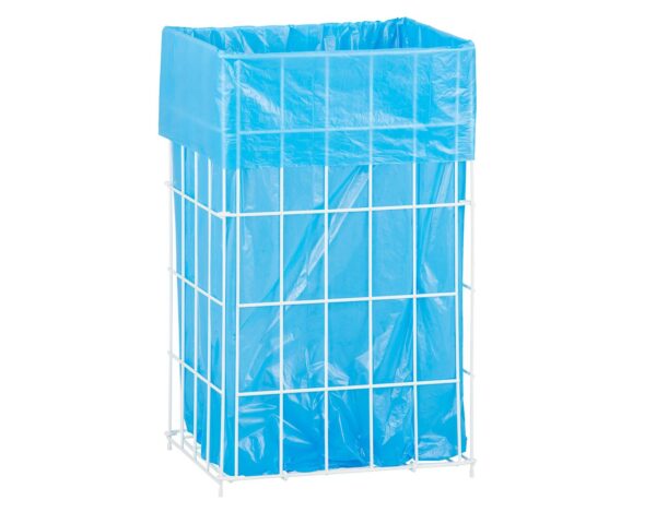 Kosz siatkowy stojący o poj. 47 l, wykonany z prętów powlekanych białym polietylenem