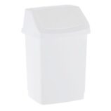 Kosz na odpady z uchylną pokrywą z tworzywa sztucznego o poj. 9 l , kolor BIAŁY