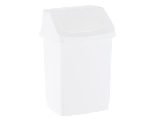Kosz na odpady z uchylną pokrywą z tworzywa sztucznego o poj. 9 l , kolor BIAŁY