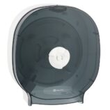 Pojemnik na cztery rolki papieru toaletowego bez gilzy MERIDA ONE biały za 75 zł netto przy zakupie 2 kartonów papiery toaletowego MERIDA OPTIMUM POB301 (36 x 85 m = 3060 m, 12 240 listków)