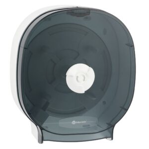 Pojemnik na cztery rolki papieru toaletowego bez gilzy MERIDA ONE biały za 75 zł netto przy zakupie 2 kartonów papiery toaletowego MERIDA OPTIMUM POB301 (36 x 85 m = 3060 m, 12 240 listków)