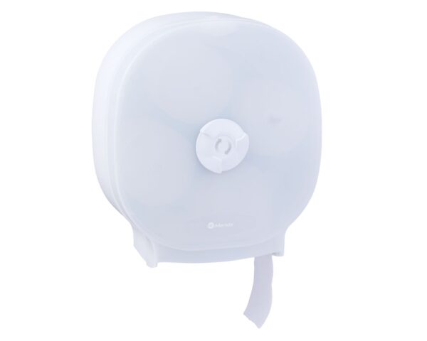 Pojemnik na cztery rolki na cztery rolki papieru toaletowego bez gilzy MERIDA HARMONY, tworzywo, biały transparentny Pojemnik na cztery rolki na cztery rolki papieru toaletowego bez gilzy MERIDA HARMONY, tworzywo, biały transparentny