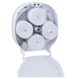 Pojemnik na cztery rolki na cztery rolki papieru toaletowego bez gilzy MERIDA HARMONY, tworzywo, biały transparentny