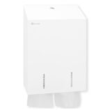 Pojemnik na papier toaletowy w listkach MERIDA STELLA WHITE LINE, pojemność do 900 szt., biały