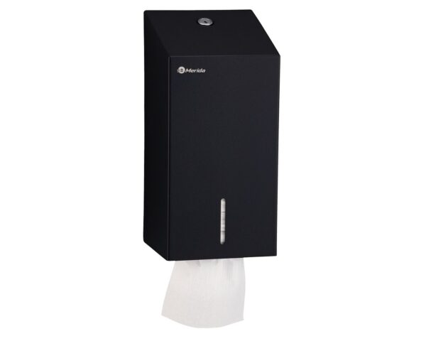 Pojemnik na papier toaletowy w listkach MERIDA STELLA BLACK LINE, pojemność do 450 szt., czarny Pojemnik na papier toaletowy w listkach MERIDA STELLA BLACK LINE, pojemność do 450 szt., czarny