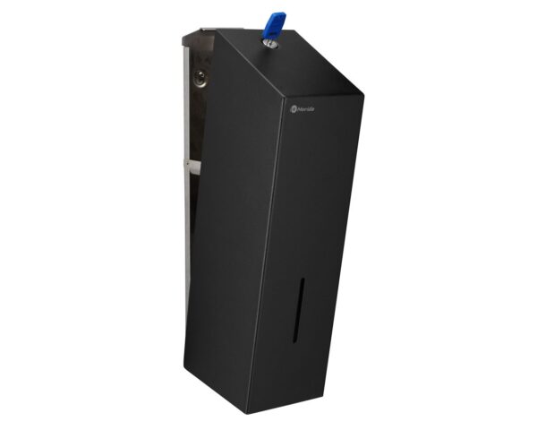 Pojemnik na papier toaletowy w listkach MERIDA STELLA BLACK LINE, pojemność do 675 szt., czarny Pojemnik na papier toaletowy w listkach MERIDA STELLA BLACK LINE, pojemność do 675 szt., czarny