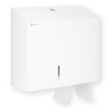 Pojemnik na papier toaletowy MERIDA STELLA DUO WHITE LINE z uchwytem na resztkę rolki papieru, średnica papieru do 20 cm, biały