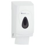 Pojemnik na papier toaletowy w listkach MERIDA TOP, pojemność do 450 szt., tworzywo ABS, biały, okienko szare