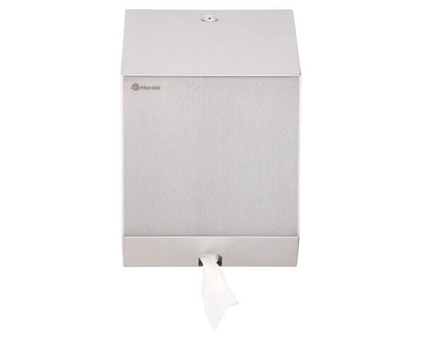 Pojemnik na ręczniki papierowe w rolach lub papier toaletowy w systemie listkowym MERIDA STELLA MINI, stal matowa Pojemnik na ręczniki papierowe w rolach lub papier toaletowy w systemie listkowym MERIDA STELLA MINI, stal matowa