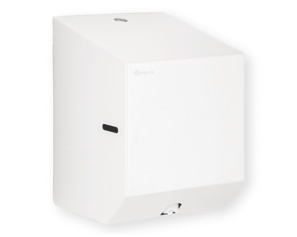 Pojemnik na ręczniki papierowe w rolach lub papier toaletowy w systemie listkowym MERIDA STELLA WHITE LINE MINI, biały Pojemnik na ręczniki papierowe w rolach lub papier toaletowy w systemie listkowym MERIDA STELLA WHITE LINE MINI, biały