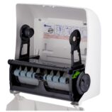 Mechaniczny podajnik ręczników papierowych w rolach MERIDA TOP AUTOMATIC MAXI, tworzywo ABS, biały połysk, okienko szare