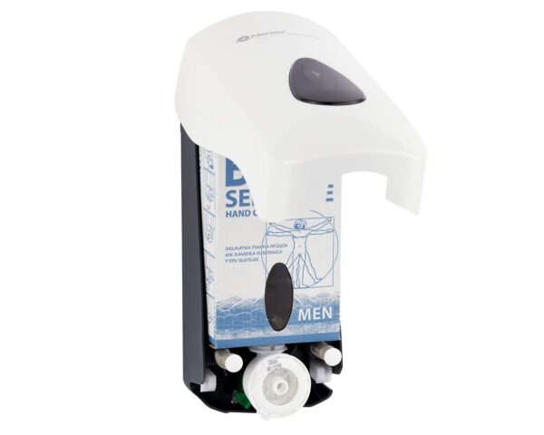 Dozownik mydła w pianie MERIDA TOP MAXI na jednorazowe wkłady 700 g, tworzywo ABS, biały, okienko niebieskie Dozownik mydła w pianie MERIDA TOP MAXI na jednorazowe wkłady 700 g, tworzywo ABS, biały, okienko niebieskie