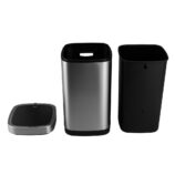 Kosz automatyczny SENSOR - EKO SMART X, bezdotykowy, kwadratowy, szeroki, ładowany przez USB bateria LI-ION, stal matowa z powłoką AFP, 30l