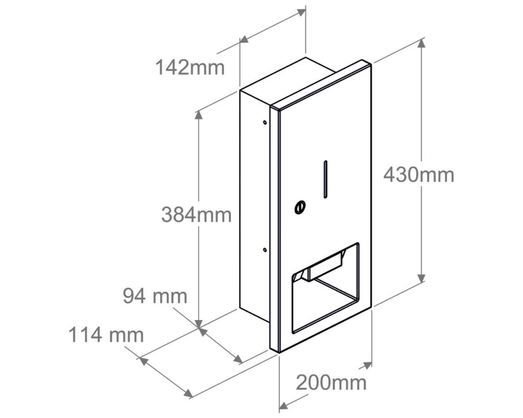Wnękowy dozownik mydła w płynie, pojemność zbiornika 800 ml, stal matowa