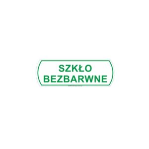 Naklejka na kosz do segregacji - szkło bezbarwne, mała, wymiar 10 X 3,5 cm