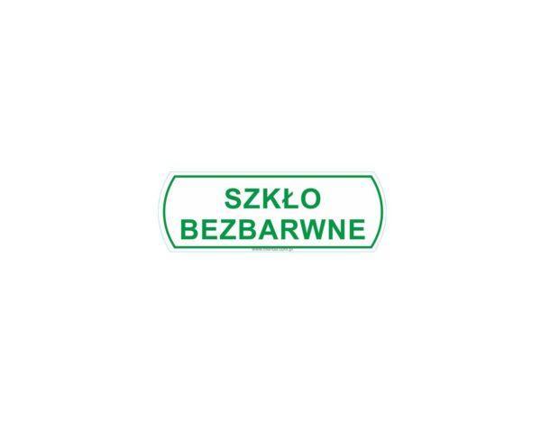 Naklejka na kosz do segregacji - szkło bezbarwne, mała, wymiar 10 X 3,5 cm
