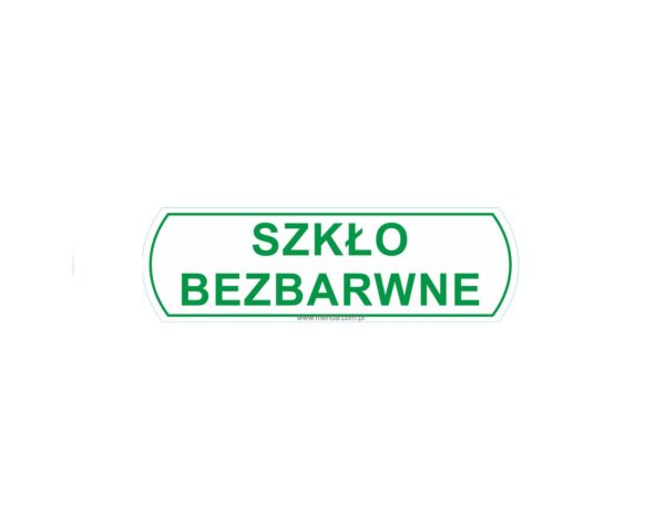 Naklejka na kosz do segregacji - szkło bezbarwne, duża, wymiar 14,5 X 4,4 cm