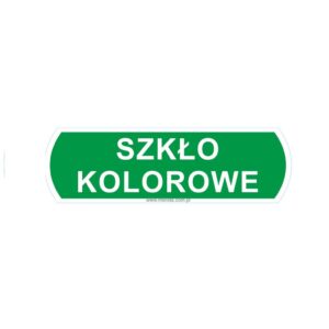 Naklejka na kosz do segregacji - szkło kolorowe, duża, wymiar 14,5 X 4,4 cm