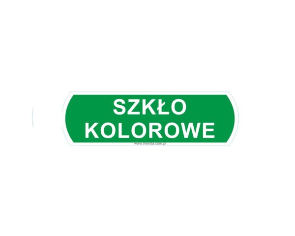 Naklejka na kosz do segregacji - szkło kolorowe, duża, wymiar 14,5 X 4,4 cm