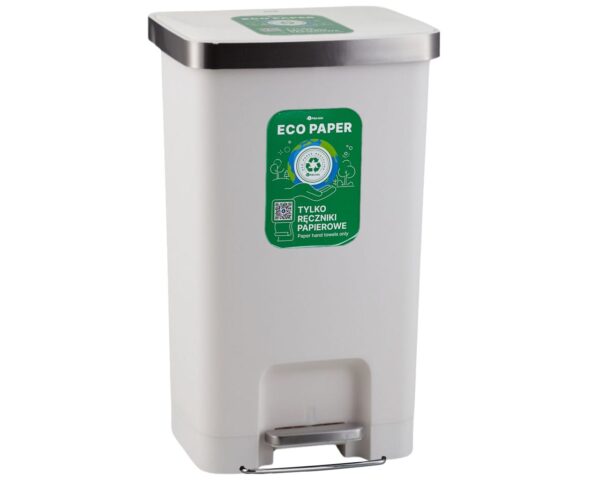 Kosz pedałowy MERIDA ECO PAPER, pojemność 50 l, tworzywo sztuczne, biały Kosz pedałowy MERIDA ECO PAPER, pojemność 50 l, tworzywo sztuczne, biały