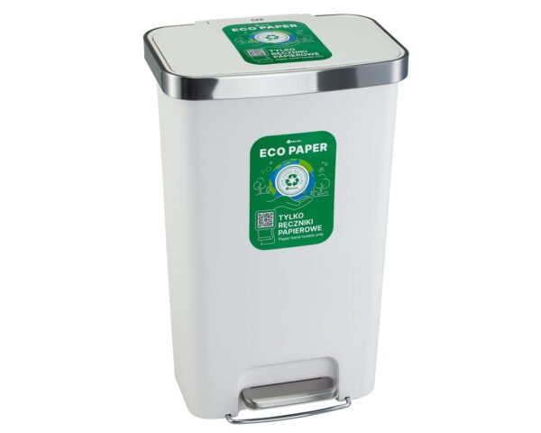 Kosz pedałowy MERIDA ECO PAPER, pojemność 50 l, tworzywo sztuczne, biały Kosz pedałowy MERIDA ECO PAPER, pojemność 50 l, tworzywo sztuczne, biały