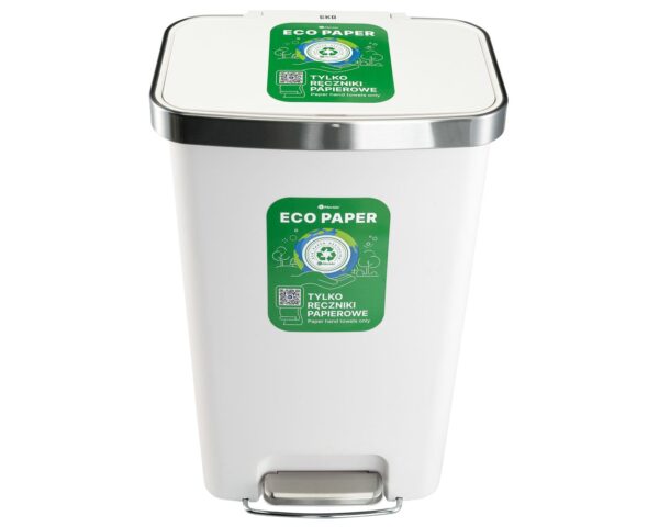 Kosz pedałowy MERIDA ECO PAPER, pojemność 50 l, tworzywo sztuczne, biały Kosz pedałowy MERIDA ECO PAPER, pojemność 50 l, tworzywo sztuczne, biały