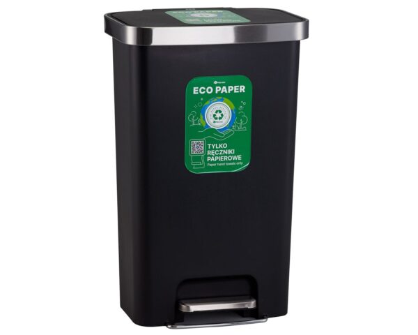 Kosz pedałowy MERIDA ECO PAPER, pojemność 50 l, tworzywo sztuczne, czarny Kosz pedałowy MERIDA ECO PAPER, pojemność 50 l, tworzywo sztuczne, czarny