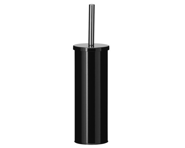 Szczotka WC tuba stojąca z przykrywką, metalowa, czarna (połysk)