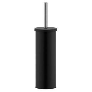 Szczotka WC tuba stojąca z przykrywką, metalowa, czarna (matowa)