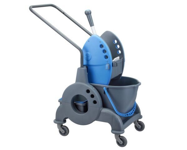 Wózek jednowiadrowy 15 l z kuwetą 8 l, niebieska prasa Wózek jednowiadrowy 15 l z kuwetą 8 l, niebieska prasa