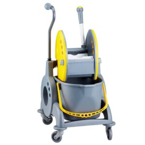 Wózek jednowiadrowy 15 l, z kuwetą 8 l, z prostą rączką, żółty