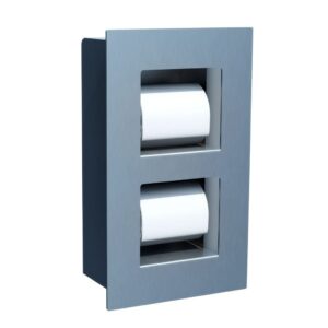 Wnękowy pojemnik na dwie małe rolki papieru toaletowego, MERIDA DRAGON, stal matowa