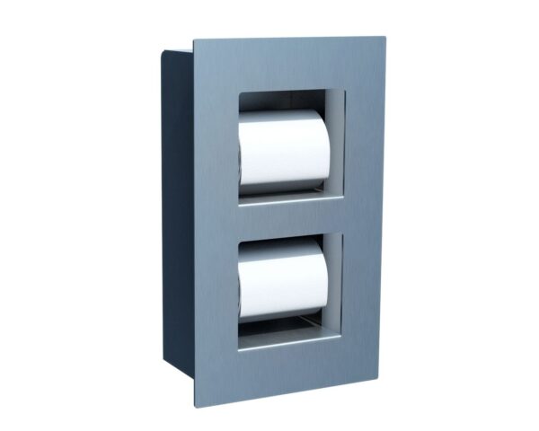 Wnękowy pojemnik na dwie małe rolki papieru toaletowego, MERIDA DRAGON, stal matowa Wnękowy pojemnik na dwie małe rolki papieru toaletowego, MERIDA DRAGON, stal matowa