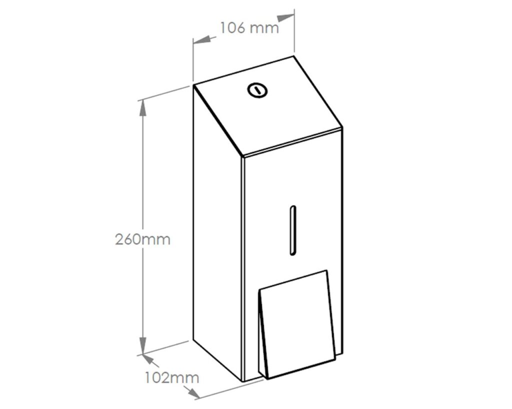 Dozownik płynu dezynfekcyjnego na jednorazowe wkłady 1000 ml MERIDA STELLA, stal matowa