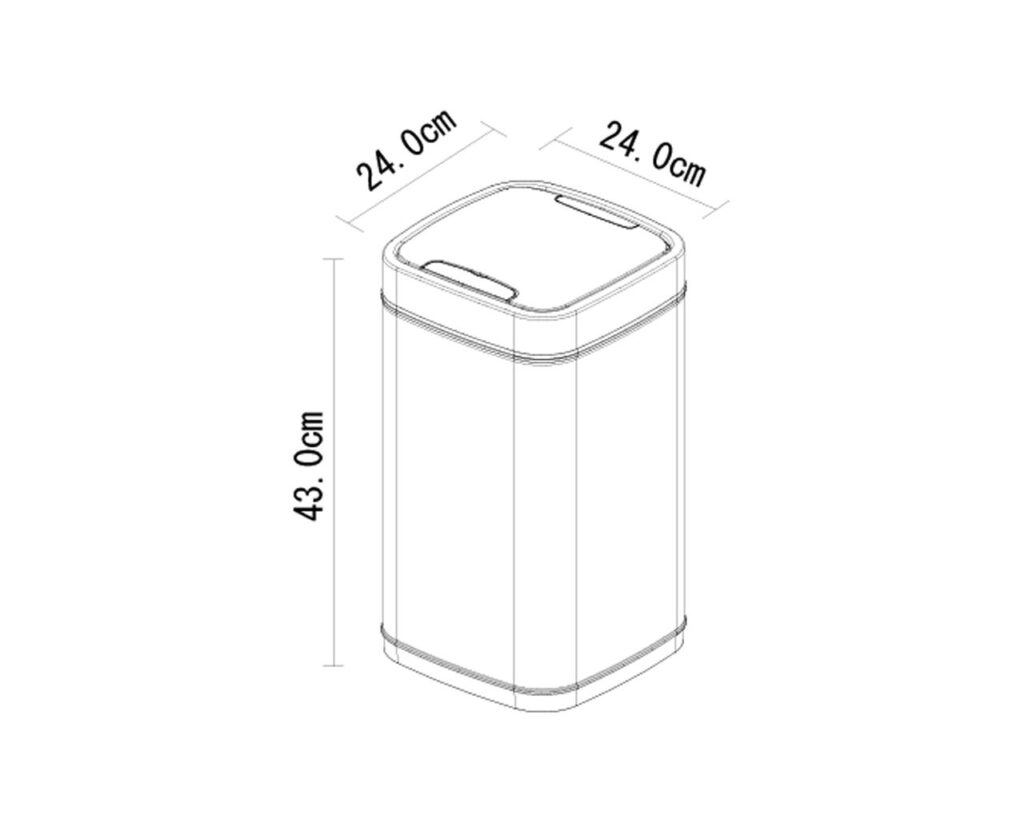 Kosz automatyczny SENSOR, bezdotykowy, kwadratowy, stal matowa 12 l