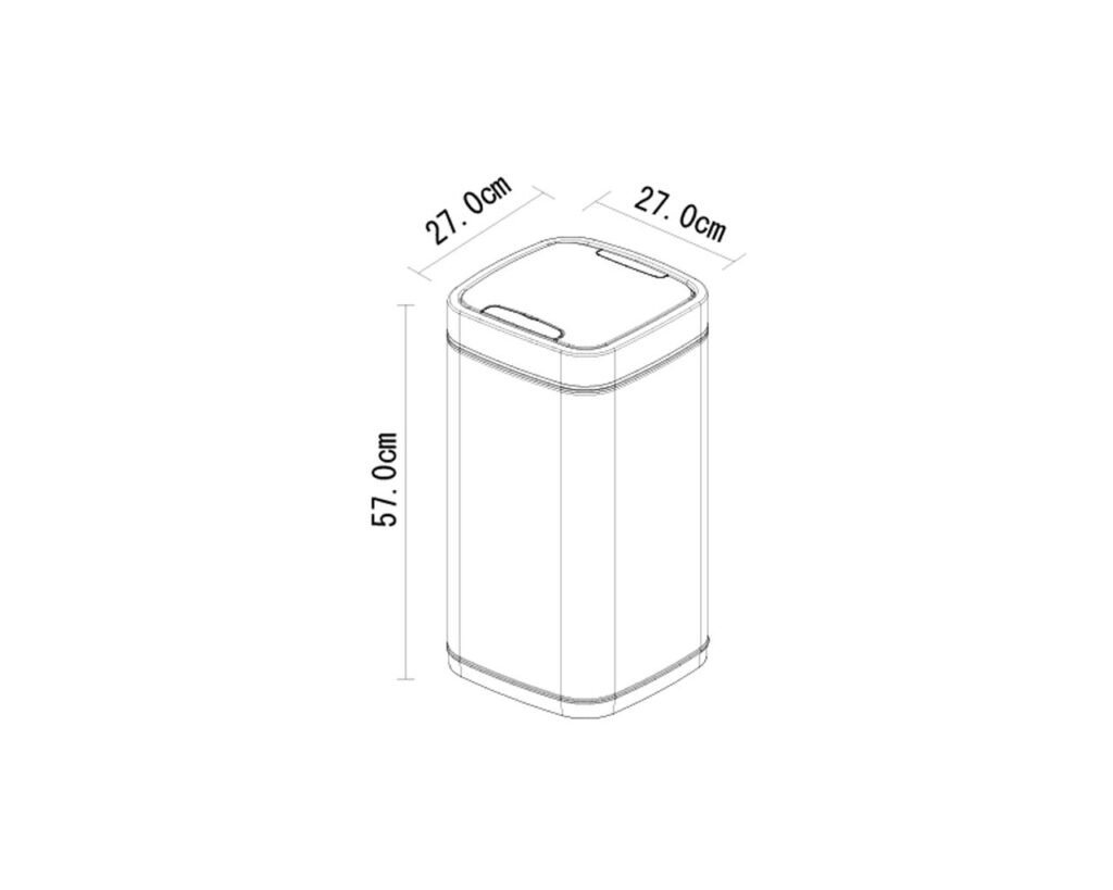 Kosz automatyczny SENSOR, bezdotykowy, kwadratowy, stal matowa 21 l