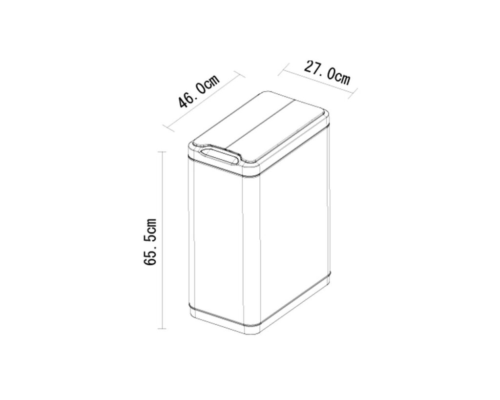 Kosz automatyczny SENSOR, bezdotykowy, prostokątny, pokrywa dwudzielna, stal mat. 45 l