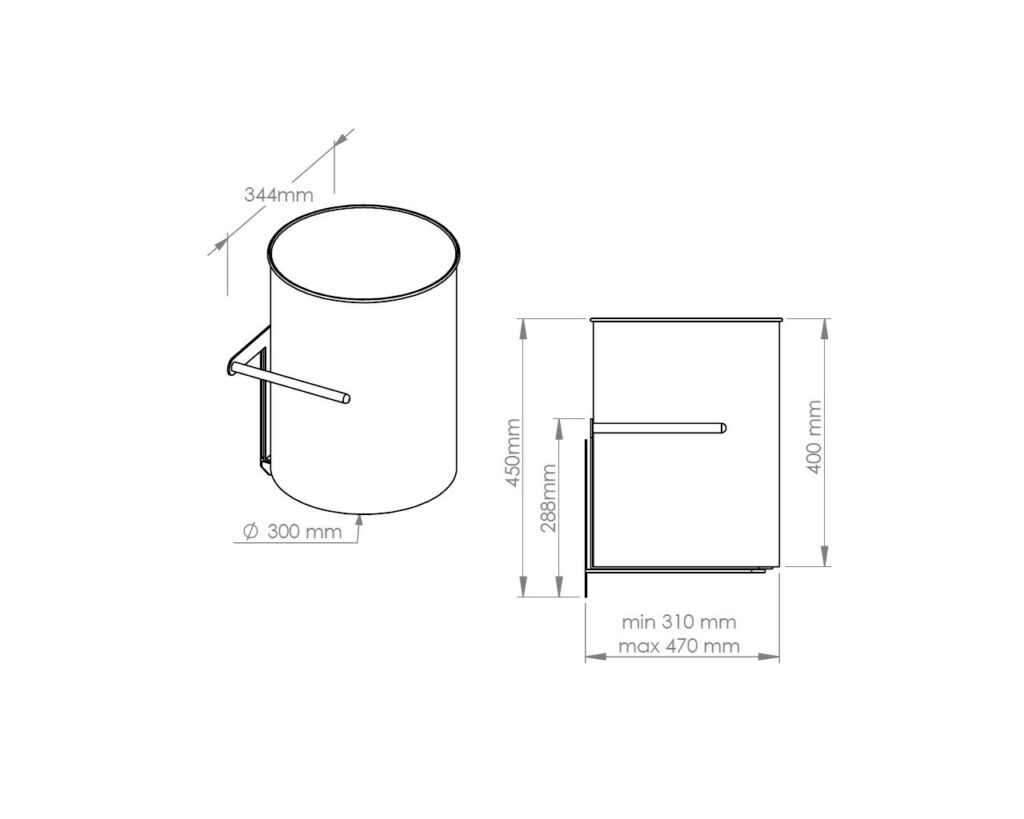 Kosz podblatowy regulowany MERIDA STELLA BLACK LINE, pojemność 30 l, czarny