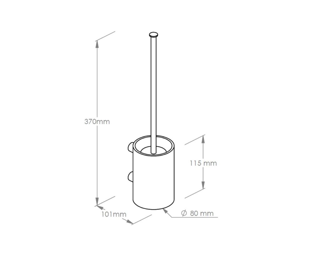 Szczotka do WC z uchwytem mocowanym do ściany, tuba krótka, stal matowa
