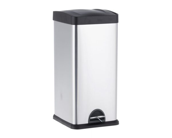 Kosz pedałowy do segregacji odpadów, jednokomorowy, 30 l, stal matowa