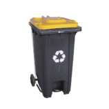 Kosz na odpady SZARY, na kółkach, otwierany przyciskiem pedałowym 240 l, bez pokrywy
