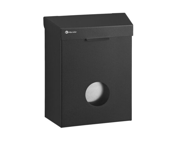 Kosz do damskich toalet MERIDA STELLA BLACK LINE z pojemnikiem na torebki higieniczne, pojemność 4,4 l, czarny Kosz do damskich toalet MERIDA STELLA BLACK LINE z pojemnikiem na torebki higieniczne, pojemność 4,4 l, czarny