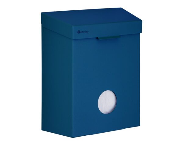 Kosz do damskich toalet MERIDA STELLA BLUE LINE z pojemnikiem na torebki higieniczne, pojemność 4,4 l, niebieski Kosz do damskich toalet MERIDA STELLA BLUE LINE z pojemnikiem na torebki higieniczne, pojemność 4,4 l, niebieski