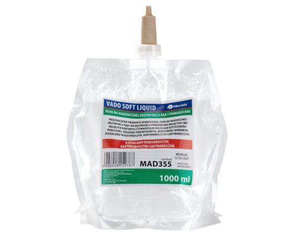 MERIDA VADO SOFT bezalkoholowy płyn do higienicznej dezynfekcji rąk i powierzchni, jednorazowy wkład 1000 ml