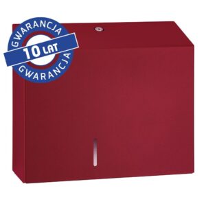 Pojemnik na papier toaletowy MERIDA STELLA DUO RED LINE z uchwytem na resztkę rolki papieru, średnica papieru do 20 cm, czerwony