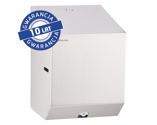 Pojemnik na ręczniki papierowe w rolach lub papier toaletowy w systemie listkowym MERIDA STELLA MINI, stal matowa