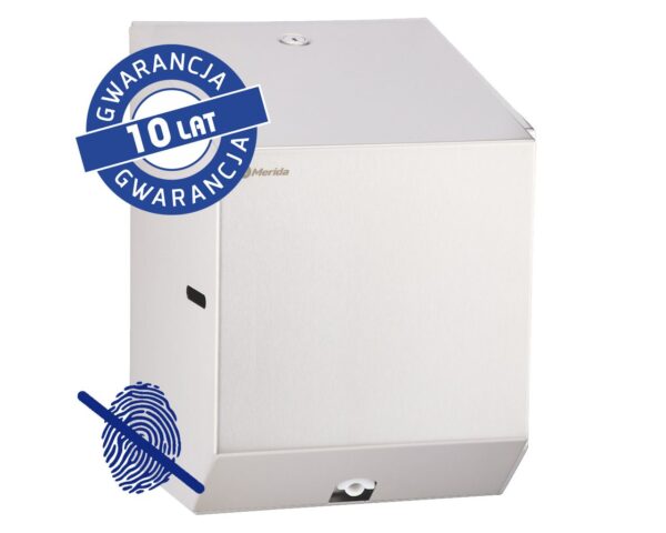 Pojemnik na ręczniki papierowe w rolach lub papier toaletowy w systemie listkowym MERIDA STELLA MINI Anti-FingerPrint , stal matowa z powłoką AFP Pojemnik na ręczniki papierowe w rolach lub papier toaletowy w systemie listkowym MERIDA STELLA MINI Anti-FingerPrint , stal matowa z powłoką AFP